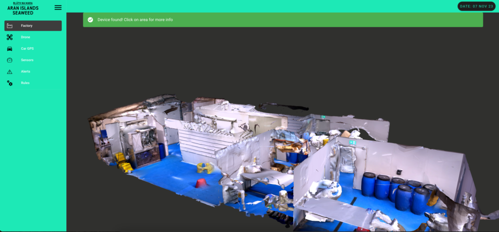 A screenshot showing a Lidar scan of a factory